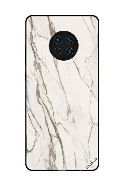 Covernex غطاء حماية لهاتف هواوي ميت 30 بنمط رخامي أبيض متشقق