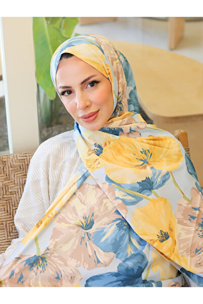 efdal şal eşarp Σάλι κρεπ με μοτίβο λουλουδιών
