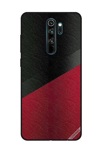 Covernex غطاء حماية لهاتف شاومي ريدمي نوت 8 برو - أسود وأحمر - جلد