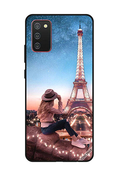 Covernex غطاء حماية لهاتف سامسونج جالاكسي A02s/F02s، فتاة قبعة بنية وبرج إيفيل