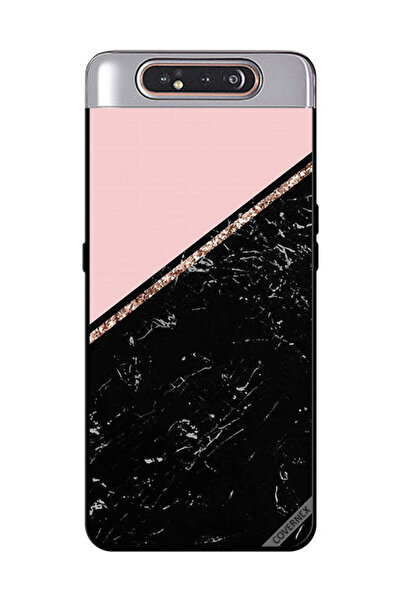 Covernex غطاء حماية لهاتف سامسونج جالاكسي A80 - أسود رخامي وشريط ذهبي