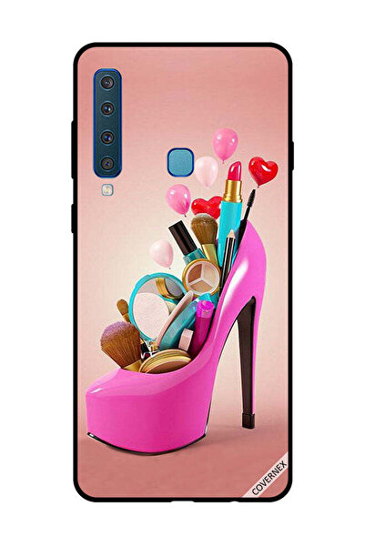 Covernex غطاء حماية لهاتف سامسونج جالاكسي A9 2018 - حذاء وردي مع أدوات مكياج