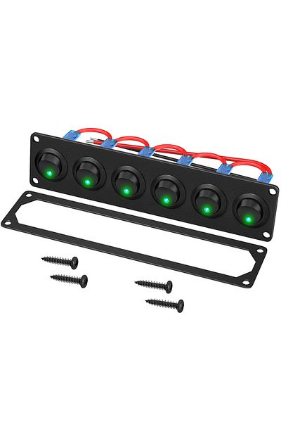 Choice Green Switch Panel DaierTek 6 Gang Switch Panel 12V Rocker LED Switch Panel 3 Pin 12 VDC 20A SPST On