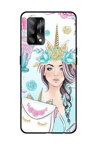 Covernex غطاء حماية لهاتف OPPO A74/F19 4G رموش على الحقيبة وفتاة وحيد القرن