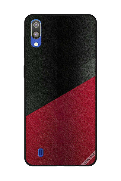 Covernex غطاء حماية لهاتف سامسونج جالاكسي M10 بنمط جلدي أسود وأحمر