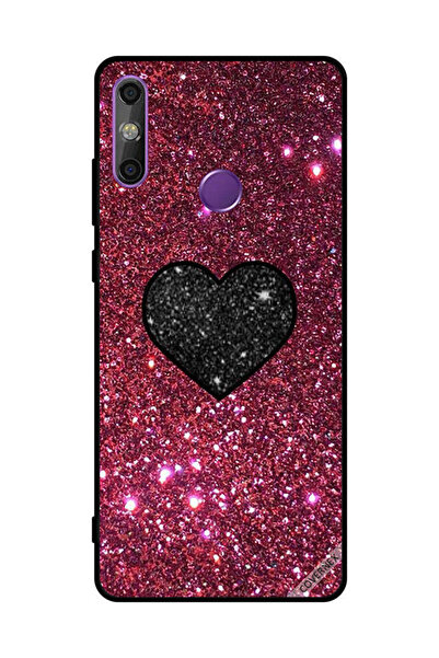 Covernex Protective Case Cover For Huawei Enjoy 20E Black Heart In Red Glitters