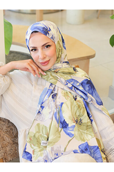 efdal şal eşarp Poppy Flower Pattern Crepe Shawl