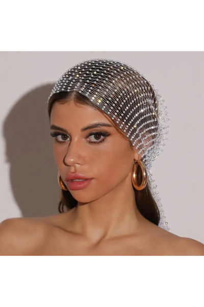 Girift Vintage Zerelis Bandă de păr din plasă cu pietre strălucitoare pentru femei Accesoriu pentru păr Accesoriu pentru cap