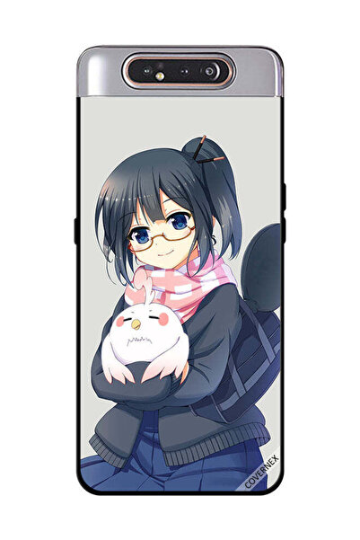 Covernex غطاء حماية لهاتف سامسونج جالاكسي A80 فتاة تحمل حيوانًا أليفًا