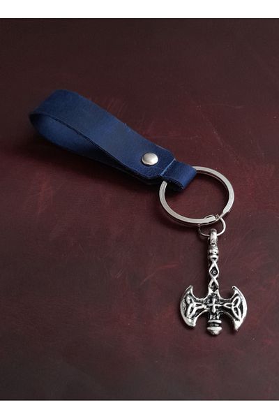 BSN Store Double Axe Symbol Keychain Hand Made Real Leather Keychain