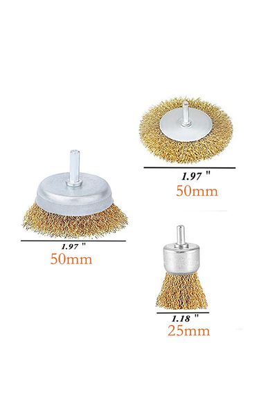 Choice 3PC Wire Brush Wheel Cup Brush Set,10 Pack Coarse Crimped 1/4 Inch Shank Wire Wheel for Drill Attach