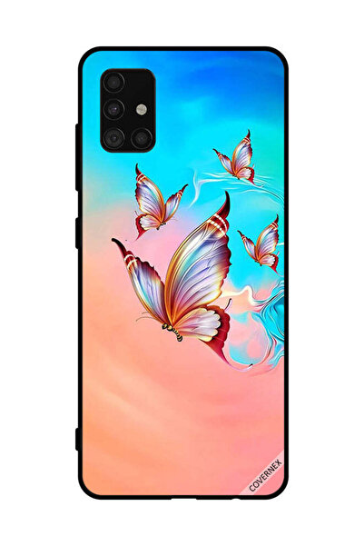 Covernex غطاء حماية لهاتف سامسونج جالاكسي A51 4G، فراشات تحلق فوق لون الطلاء