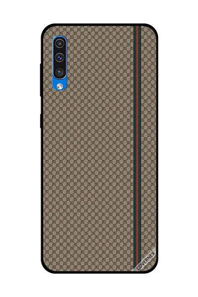 Covernex غطاء حماية لهاتف سامسونج جالاكسي A50 بخطوط حمراء وخضراء على نمط بني