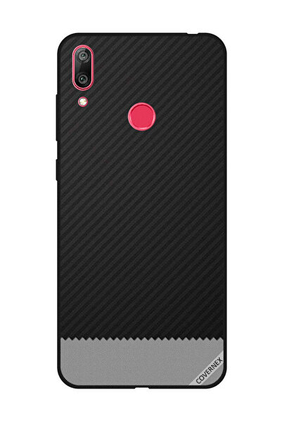 Covernex غطاء حماية لهاتف هواوي Y7 Prime 2019 بنمط خطوط سوداء ورمادية