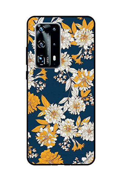 Covernex غطاء حماية لهاتف هواوي بي 40 برو بلس بنقشة زهور وأوراق صفراء وبيضاء