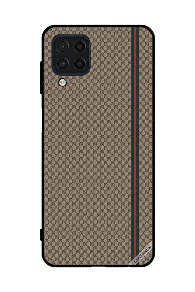 Covernex غطاء حماية لهاتف سامسونج جالاكسي M32 4G بخطوط حمراء وخضراء على نمط بني