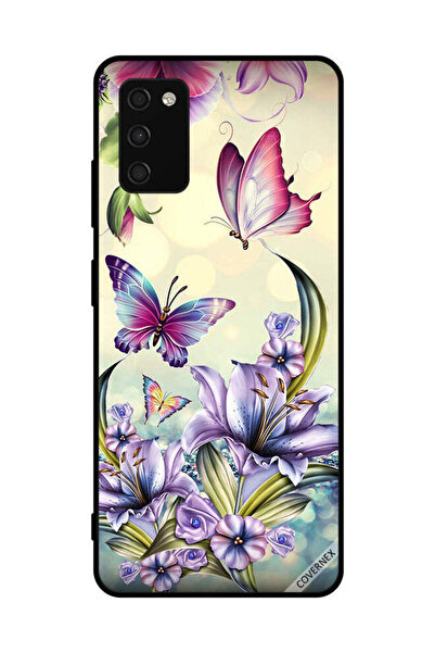 Covernex غطاء حماية لهاتف سامسونج جالاكسي A03s 4G بنقشة زهور أرجوانية وفراشات