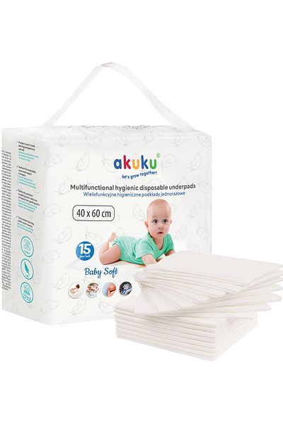 Akuku Set 15 aleze/ protectii impermeabile de unica folosinta Baby Soft 40 x 60 cm, A0500