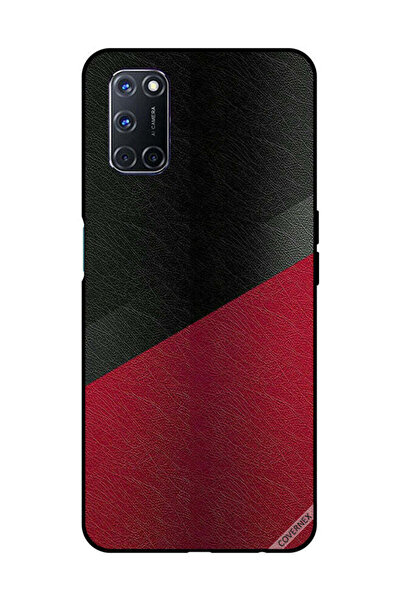 Covernex غطاء حماية لهاتف OPPO A52/A72/A92 بنقشة جلد أسود وأحمر
