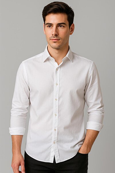 Bürke Софійська лляна тканина, довгі рукави, біла напівдовга сорочка оверсайз для чоловіків