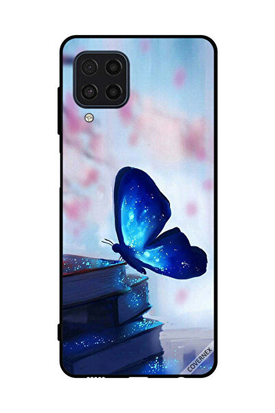 Covernex غطاء حماية لهاتف سامسونج جالاكسي M22 4G، فراشة زرقاء داكنة على الكتب