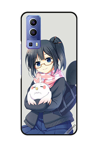 Covernex غطاء حماية لهاتف Vivo Y72 5G فتاة تحمل حيوانًا أليفًا