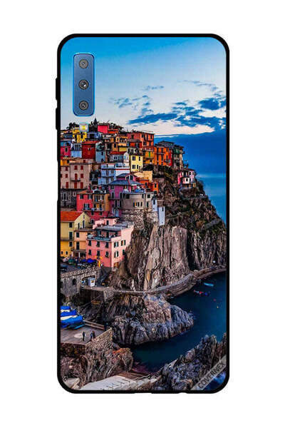 Covernex غطاء حماية لهاتف سامسونج جالاكسي A7 2018 - منازل ملونة على البحر