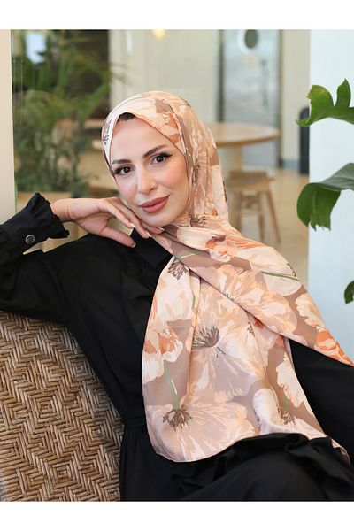 efdal şal eşarp Poppy Flower Pattern Crepe Shawl