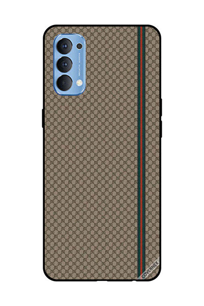 Covernex غطاء حماية لهاتف OPPO Reno 4 4G بخطوط حمراء وخضراء على نمط بني