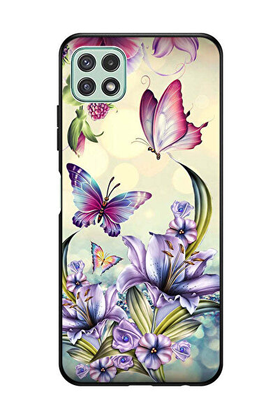 Covernex غطاء حماية لهاتف سامسونج جالاكسي A22 5G بنقشة زهور أرجوانية وفراشات