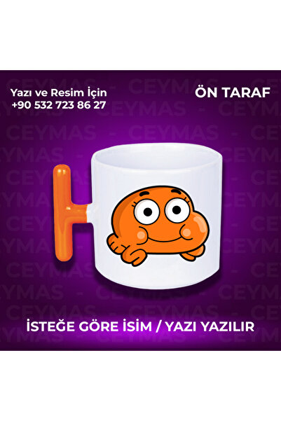 Ceymas Hediyelik Kişiye Özel Gumball ve Darvin Baskılı Renkli Kupa Bardak