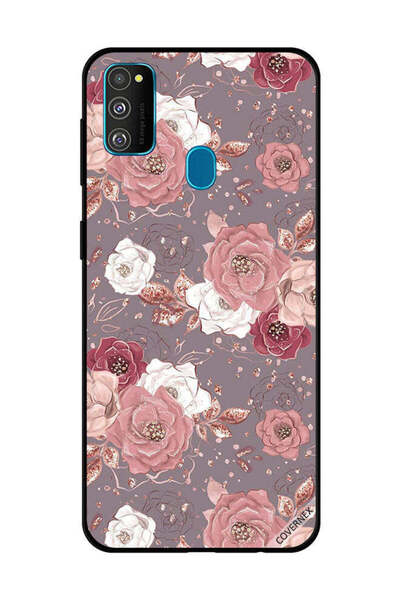 Covernex غطاء حماية لهاتف سامسونج جالاكسي M30s بنقشة زهور بلون الشوكولاتة