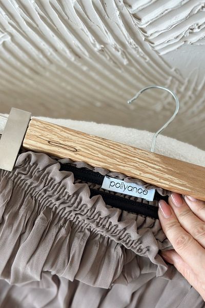 Poliyance Vala Mink Long Lined Pleated Chiffon Skirt