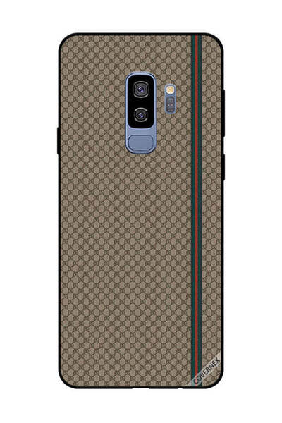 Covernex غطاء حماية لهاتف سامسونج جالاكسي S9 بلس بخطوط حمراء وخضراء على نمط بني