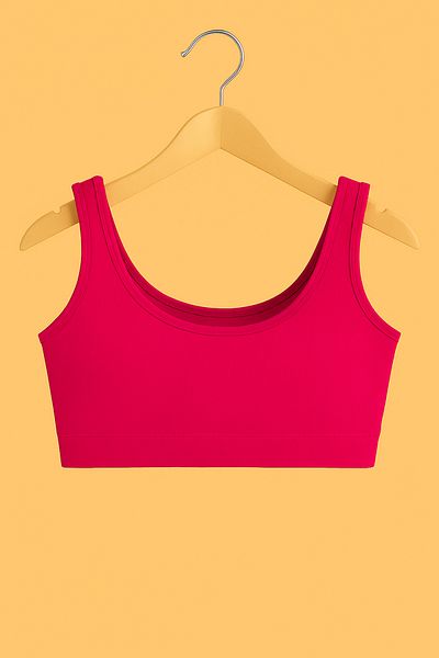 JENİKA Bustieră sportivă fucsia pentru femei – cu pernă, cu nervuri, confort zilnic, potrivită pentru sport și utilizare zilnică