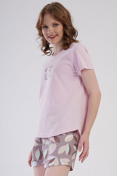 VİENETTA Cotton Women's Short Sleeve Shorts Pajamas Set, 409129