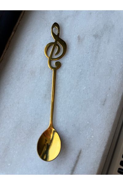 Hatice sakallı design 1Pcs Musical Note Music Patterned Coffee Dessert Tea Spoon Gold Titanium Spoon