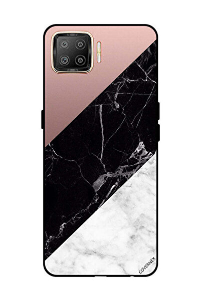 Covernex غطاء حماية لهاتف OPPO F17، أبيض وأسود، الجزء العلوي من الرخام، بنمط ...
