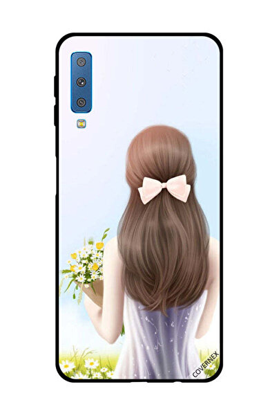 Covernex غطاء حماية لهاتف سامسونج جالاكسي A7 2018، فتاة جميلة تحمل الزهور