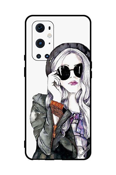 Covernex غطاء حماية لهاتف OnePlus 9 Pro أسود من الزجاج المقوى بتصميم فتاة لطيفة