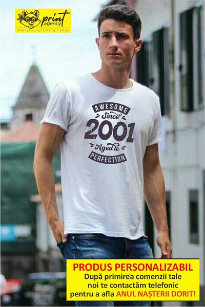 Funny Gift Tricou cu maneca scurta personalizabil, Cadou Aniversare Awsome Since ...