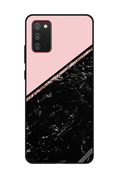 Covernex غطاء حماية لهاتف سامسونج جالاكسي A02s/F02s - أسود رخامي وشريط ذهبي