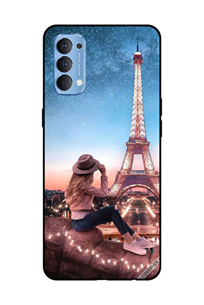 Covernex غطاء حماية لهاتف OPPO Reno 4 4G، فتاة قبعة بنية اللون وبرج إيفيل