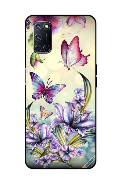 Covernex غطاء حماية لهاتف OPPO A52/A72/A92 بنقشة زهور أرجوانية وفراشات
