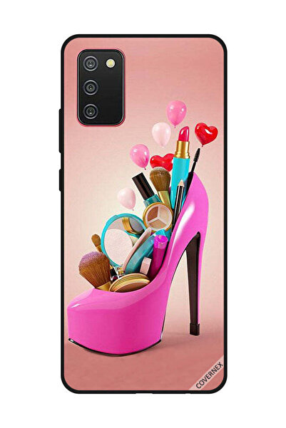 Covernex غطاء حماية لهاتف سامسونج جالاكسي A02s/F02s حذاء وردي مع أدوات مكياج