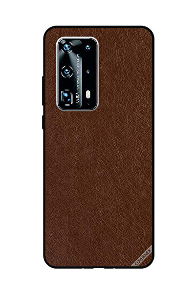 Covernex غطاء حماية لهاتف هواوي بي 40 برو بلس بنمط جلدي بني داكن