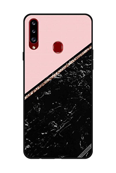 Covernex غطاء حماية لهاتف سامسونج جالاكسي A20s - أسود رخامي وشريط ذهبي