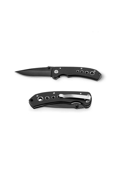 dalimag Briceag de buzunar din oțel și metal cu lacăt și clemă, 115 x 15 x 32 mm, negru, Dalimag