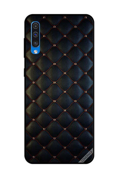 Covernex غطاء حماية لهاتف سامسونج جالاكسي A50 مطبوع عليه نقشة قماشية سوداء