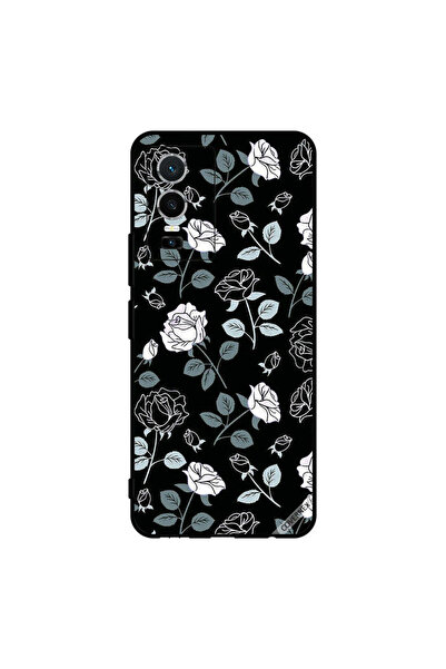 Covernex غطاء حماية لهاتف فيفو Y76 5G بنقشة زهور باللونين الأبيض والأسود